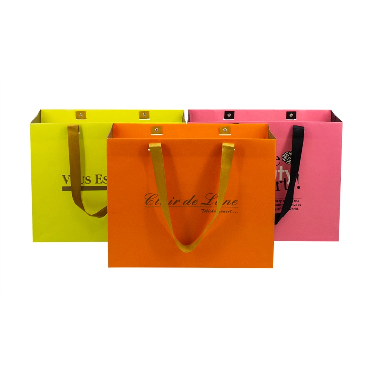 Customize Specialty Embossed Offset Printing Paper Shopping Bag with Flat Handle