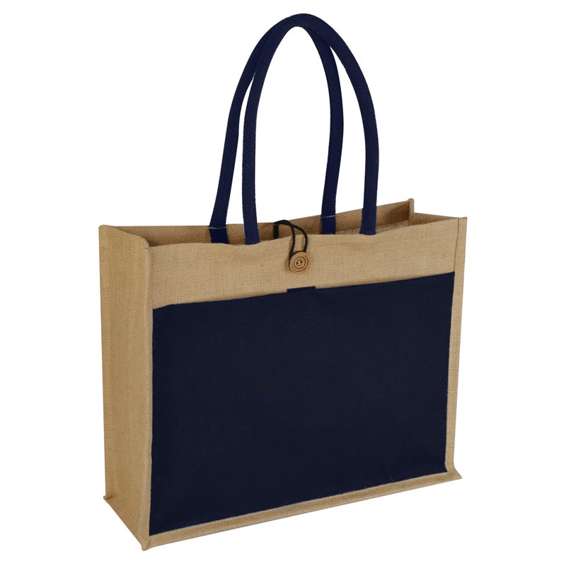 Jute Bag with Canvas Pocket