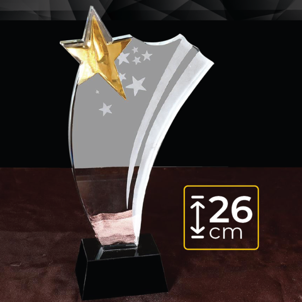 Crystal Awards With Black Design On The Bottom