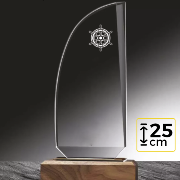 Crystal Awards With Wooden Design On The Bottom